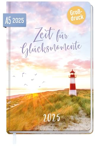 Häfft® Großdruck-Kalender 2025 Glücksmomente mit extra großer Schrift - Buchkalender 1 Woche auf 2 Seiten, Terminkalender, Wochenplaner, Terminplaner - nachhaltig & klimafreundlich