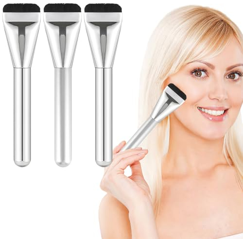 3 Stück Foundation Pinsel, Ultra Thin Foundation Brush, Puderpinsel für Flüssiger Fondation Damen, Leicht zu Reinigen Make Up Pinsel für Frauen Mädchen