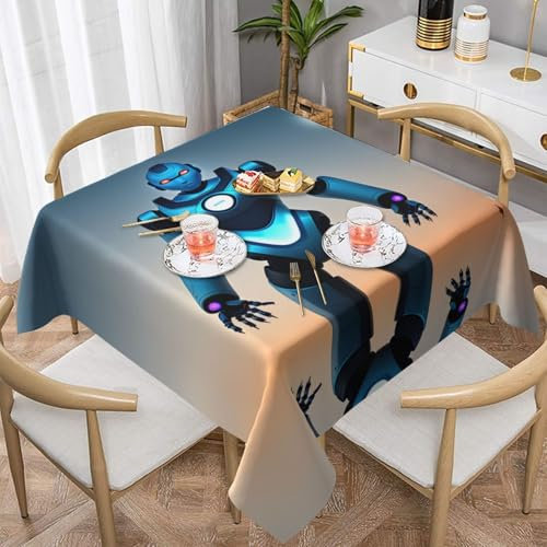 YYHWHJDE Waterproof Picnic Party Square Table Cloth Cover Decorations 60x60 Square Tablecloth for 30-46 Inch Home Dining Room Kitchen Decor Future Robot Prints