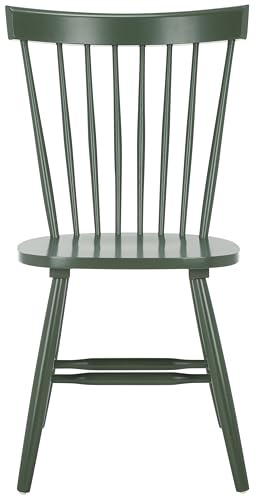SAFAVIEH Home Collection Parker Dusty Green Windsor Spindle Solid Wood Dining Chair Set of 2