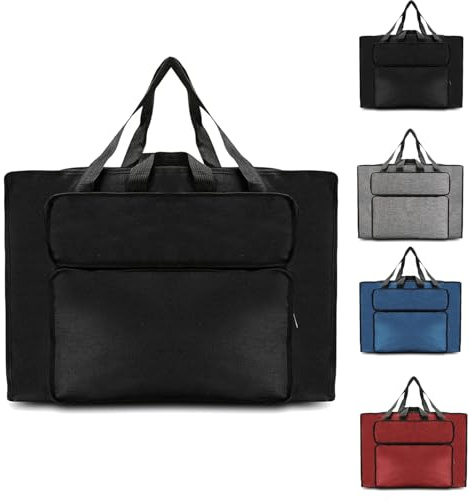 YushengTai Borsa Portaoggetti per Pittura A2, Impermeabile Borsa da Trasporto per Tavolo da Disegno, Borsa da Disegno Porta Documenti con Tasche Laterali per Pennelli Colori (A2/Nero)