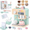 YOOHBERRYS Kaffeemaschine Kinder Holz, Kinderküche Kaffeemaschine mit Mühle, 22 Teile Spielküche Zubehör Kaffeeservice Spielset, Pädagogisches Holzspielzeug für Jungen und Mädchen ab 3 Jahre