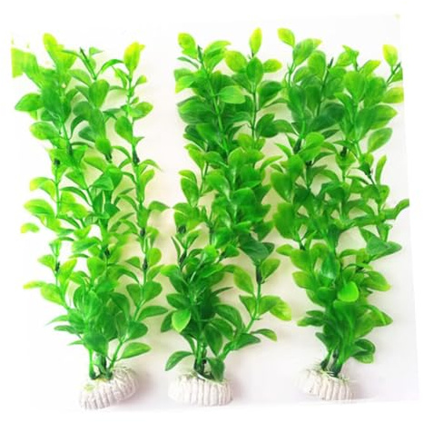 MaoNativey 3 Pack Long Artificial Aquarium Plants, Plastic Green Fish Tank Decor for Tropical & Goldfish Tanks - Bendable Underwater Plants for Freshwater Aquarium Decorations