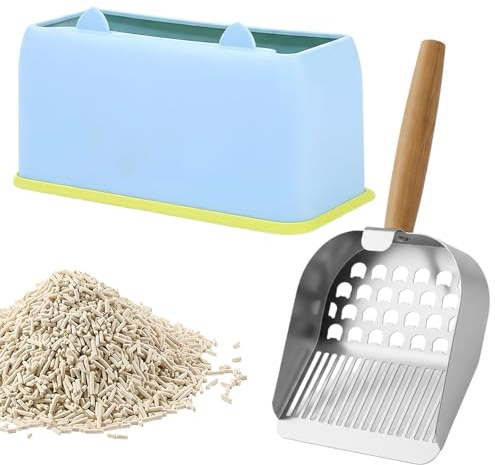 Pala Arenero Gato Con Supporto, Pala Arena Gatos Inoxidable,Con Mango De Madera,Pala Arenero Gato Aglomerante, Se Limpia Muy Rápido La Arena Con Esta Pala