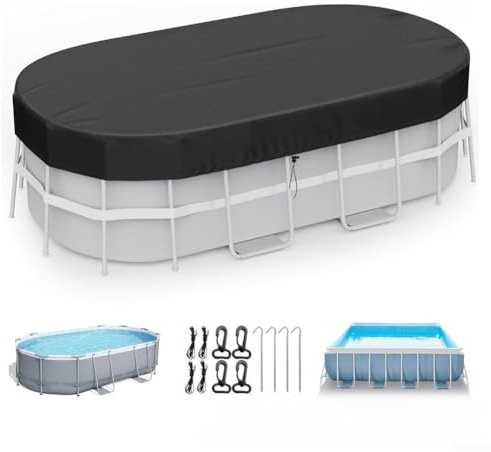 Bâche de protection ovale pour piscines gonflables et avec cadre en métal, matériau 420D, plusieurs tailles disponibles (3 x 4,8 m)