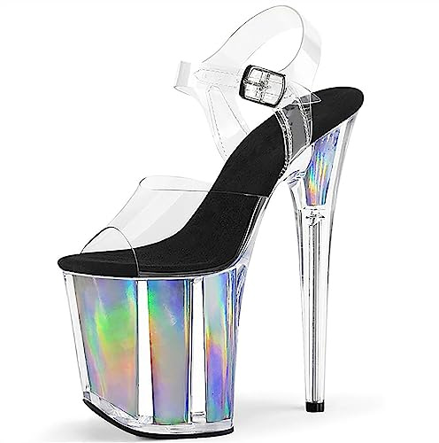 SYFOAR Sandali da Donna con Plateau e Tacco Alto a Spillo da Donna Sandali con Punta Aperta e Cinturino alla Caviglia Scarpe per Abito da Sposa Sandali con décolleté Trasparenti