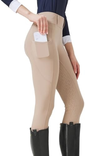 GIYXHU Ridbyxor vår och sommar ridbyxor dam stickad hög stretch, smal passform silikon tight andningsbar, gUL, XL