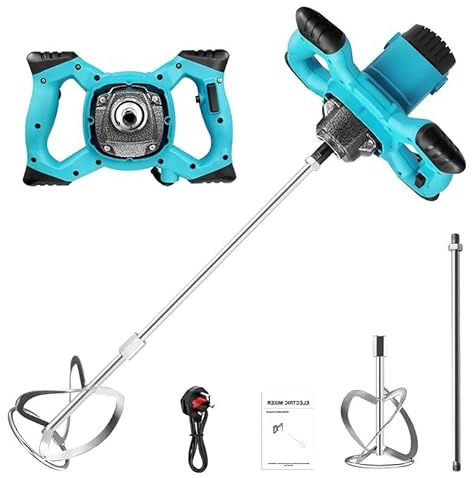 Teodute 3500W Portable Mélangeur à Béton, 6 Vitesses Variable, Max 1500 RPM (tr/min), électrique Malaxeur Mortier Colle pour Mélanger Mortier Platre Peinture Ciment etc