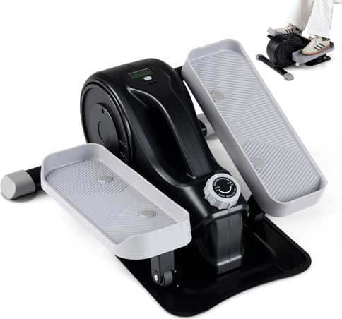 COSTWAY Under Desk Elliptical Machine, Mini Elliptical Cross Trainer with LCD/LED Display Screen, Portable Seated Leg Pedal Exerciser for Teens Seniors Adults