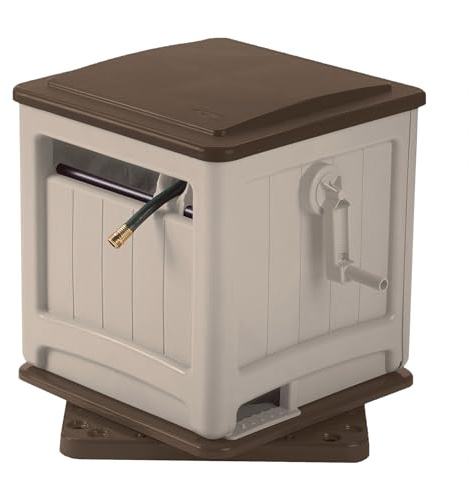 Suncast 225 ft. Swivel Hideaway Hose Reel with Hose Guide and Crank Handle, Mocha/Taupe