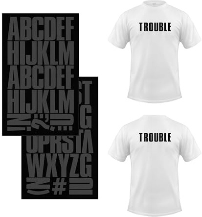 S.E.I 2-Inch Iron-on T-shirt Letters, Block Letter Flock Heat Transfers, Black