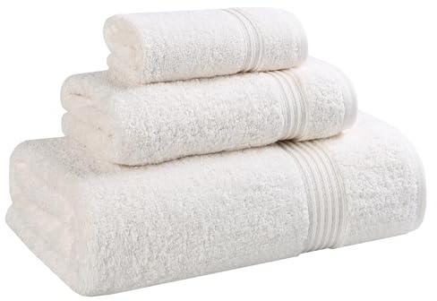 Superior Collection 100% Premium Long-Staple Combed Cotton 3-Piece Towel Set, Ivory