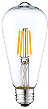 DC 12 Volt Warm White 2700k 6 Watt LED Filament ST64 Light Bulb E26 E27 Medium Base Lamp Low Voltage Marine Boat Solar Stage Film Photography Production Prop Retro Edison 12V Battery Lighting