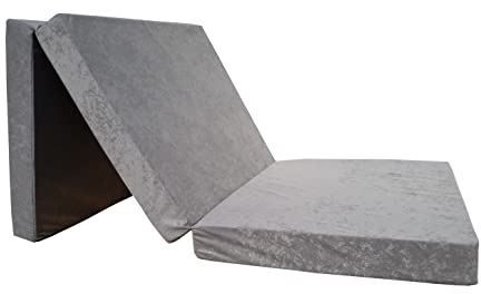 Natalia Spzoo – gemütliche Faltmatratze – Klappmatratze mit Schaumstoffkern & abnehmbarem Bezug – 3-teilige klappbare Schlafmatte 195 x 65 x 8 cm (Grau 1008-100% Polyester)