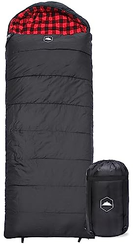 Tough Outdoors All Season Extra Large Sleeping Bag - Adult Sleeping Bag Camping & Backpacking - Cold, Warm Weather & Summer Sleeping Bag - Lightweight Waterproof Compact Sleep Bag w/Compression Sack