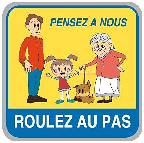 AUA SIGNALETIQUE - Panneau roulez au pas famille - NR (Non Rétro), 350x350 mm alu type routier