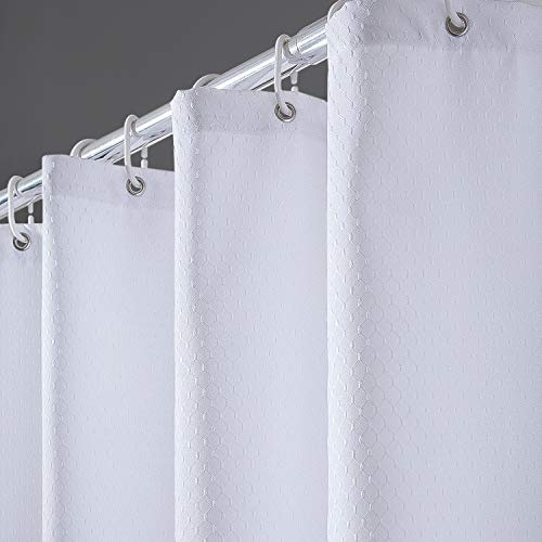 Furlinic Tende Doccia Anti-Muffa Tessuto in Poliestere, Bianco Tende Doccia a Nido d'Ape Impermeabile &Lavabile,Tenda Vasca da Bagno con 12 Ganci Tenda doccia-180x180cm.