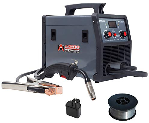 Amico MIG-130A, 130 Amp MIG/Flux Cored Wire Gasless Welder, 110/230V Dual Voltage Welding Soldering Machine