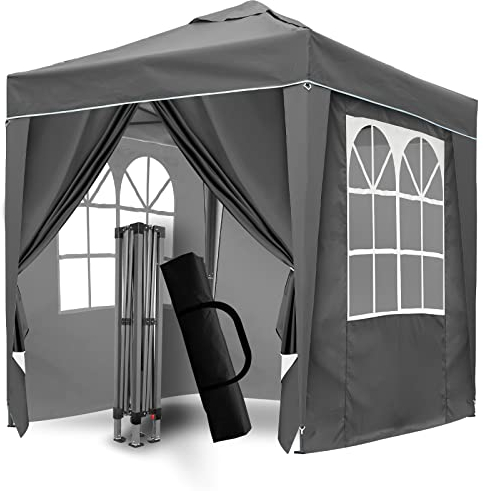 SANHENG Pop Up Gazebo, Pop Up Tent with Weights, Fully Waterproof, All Weather Gazebo ideal for Outdoor Party Camping (2x2m,Grey)