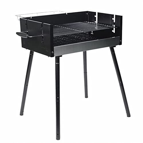 Charcoal Barbecue Grill Folding Yakitori Grill Stainless Steel BBQ Tool Portable with Hanging Spice Rack for Outdoor Camping Cooking Traveling Patio Picnics Beach,Black,89.5x38.1x86cm