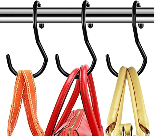Baoswi 12 Stück Geldbörsenaufhänger für Schrank, einzigartiges Twist-Design, Taschen-Kleiderhaken, große Größe Schrankstangen-Haken zum Aufhängen von Geldbörsen
