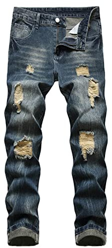 Pantalones Vaqueros Hombre Rotos otoño Inviernos Pantalón de Mezclilla Casual Moda Pantalone Tallas Grantes Retro Denim Pantalon Elásticos Slim Fit Vaqueros Rasgados básica Skinny Jeans Vintage