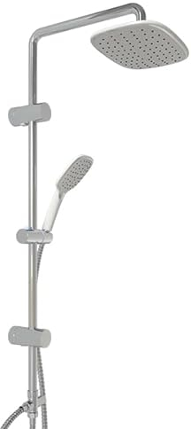 Florenta Regendusche Duschsystem ohne Armatur, Chrom Duschset mit Edelstahl Duschstange und ABS Kopfbrause, Handbrause für Badezimmer(26 * 20cm)