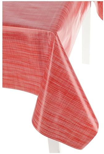 Casatessile Tovaglia plastificata Italiana Trama Tovaglia Cerata, Tovaglia Plastica - Rosso, 6 posti 140x180 cm.