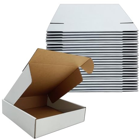 8x8x2 Inches Shipping Boxes Set of 25,White Corrugated Mailing Cardboard Box Literature Mailer for Packing Small Business Moving Storage, E-Commerce Packaging Mailing Boxes Gift Boxes for Presents