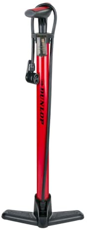 Dunlop Bomba Bicicleta - Inflador Ruedas Coche y Bicileta - Hinchador Bicicleta para válvulas Dunlop, Schrader y Francesas - Bomba de Aire con Adaptadores Juguetes Acuáticos y Balones