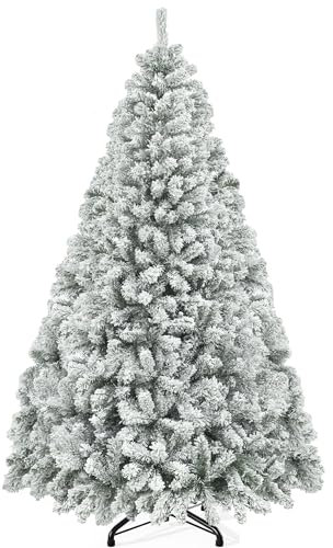 YITAHOME 182cm Künstlicher Weihnachtsbaum mit Schnee, ca. 880 Spitzen Tannenbaum mit Faltbarem Metallständer & Klappsystem-Rahmen, Schnellaufbau für Zuhause Büro Geschäfte, 182 x Φ95cm