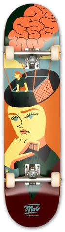 Mob Skateboard Brains 8.0 Complete - Komplettboard 31.875 x 8 Zoll - Holzboard aus 7 Schichten Ahornholz - fertig montiert - Anfänger und Profi Skateboard für Jugendliche, Erwachsene - Orange