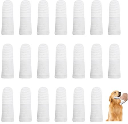 GIDWRIY 20 Pièces Brosse a Dent Chien Doigt,Brosse à Dent Doigtier pour Chat en Tissu,Doigt Pour Nettoyer Les Dents D'Un Chien,Brosses à Dents pour Animaux de Compagnie,Dog Finger Toothbrush