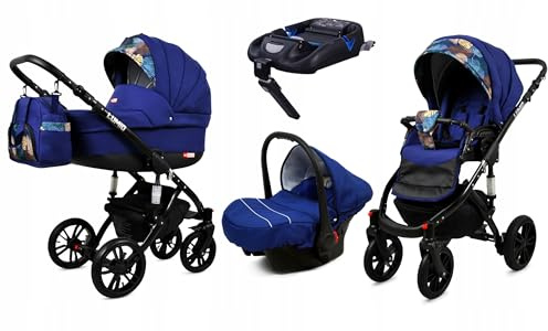 BabyLux® Kinderwagen Set 4 in 1 - Lumio - incl. Babywanne, Buggy Sportsitz, Auto-Babyschale - Autositz - Kinderwagenset - Kombikinderwagen mit Wickeltasche, Regenschutz usw.