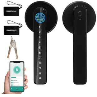 Update TEKXDD Smart Door Lock 6 in 1, Smart Lock Fingerprint/Anti-peep Password/APP/IC Cards/NFC/Keys, 300 Fingerprints Codes Cards, Fingerprint Door Lock for Home Bedroom Office Apartmen