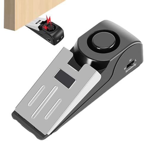Tope de Puerta de Seguridad - Alarma Compacta para Puerta, Dispositivo de Seguridad Portátil y Confiable | Cuña de 120db con Sensibilidad Ajustable para Protección de Entradas de Hoteles, Viajes y