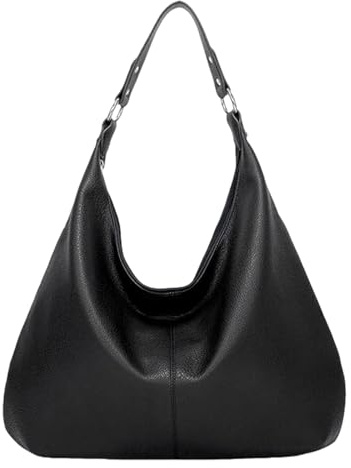 SSKHE Bolso de mano para mujer, bolso vintage, bolso de mano de piel sintética para mujer, bolsas hobo para mujer, bolso de hombro con cremallera, Negro , Mittelgroße