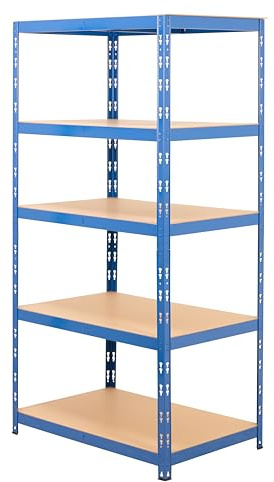 BiGDUG Garage Shelving Kit - 1780H x 900W x 600D mm - 150kg UDL Per Shelf (750kg Per Bay) - 5 Tier Shed Shelving - Single Bay - Blue