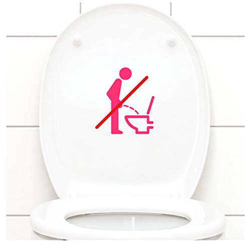 Grandora WC Deckel Sticker - Bitte im Sitzen pinkeln Schild I pink 11 x 12 cm I Piktogramm WC Bad Badezimmer Toilette Klodeckel Aufkleber W733