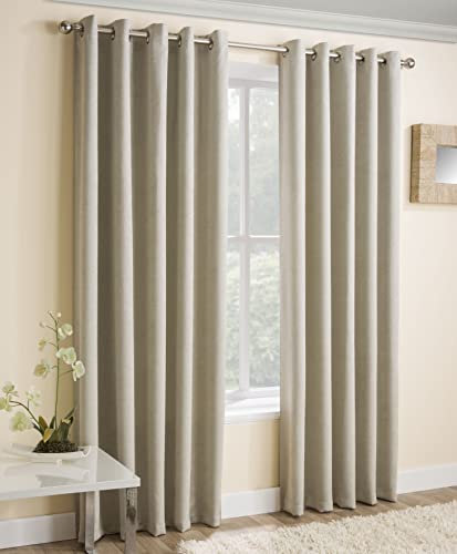 Enhanced Living Vogue Cream 66 x 72 inch (168x183cm) Eyelet Thermal Noise Reducing Dim Out Curtains for Bedroom and Living Room
