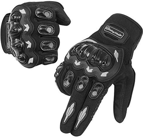 Seektop Motorradhandschuhe für Männer und Frauen, Touchscreen Vollfingerhandschuhe (Schwarz, XXL)