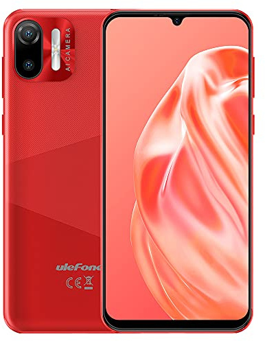 Ulefone 3G Teléfono Móvil Libres, Note 6, 8.5mm Ultradelgado Dual SIM Smartphone, Pantalla HD+ 6.1'', Ranura para 3 Tarjetas, Android 11 Go,1GB+32GB,Cámara 2MP + 5MP, Desbloqueo Facial GPS Rojo
