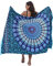 CMTOP Damen Sarong Strand Wrap Vertuschung Chiffon Badeanzug Bikini Cover up Wickelröcke Sexy Pareos Strandkleider mit Quasten zum Tragen über Badeanzügen(rund Pfauenblau,Einheitsgröße)