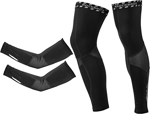 ROCKBROS Cykelsport armvärmare armärmar benvärmare knäskydd vinter halkskydd armvärmare benvärmare för löpning fotboll basket män/kvinnor S–3XL (1 par), Armling+benvärmare, L/XL