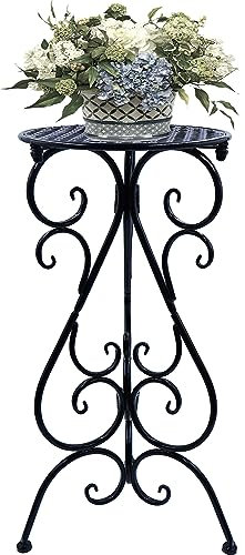 NAKUPE Plant Stand Indoor Outdoor, 22.5 Inch Tall Metal Flower Pot Stands, Single Planter Holder Pedestal for Corner Patio Balcony Garden Porch Farmhouse, Black(1 Pack)