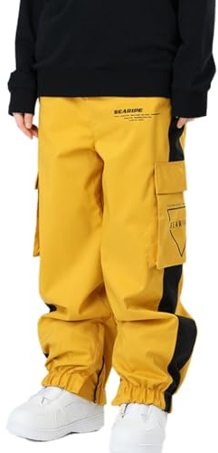 HOUZONIY Pantaloni Sci da Donna, Pantaloni Sci Uomo Invernali Impermeabili Pantaloni Snowboard Neve Uomo, per attività all'aperto, Campeggio, Escursionismo, Sci(Giallo S)