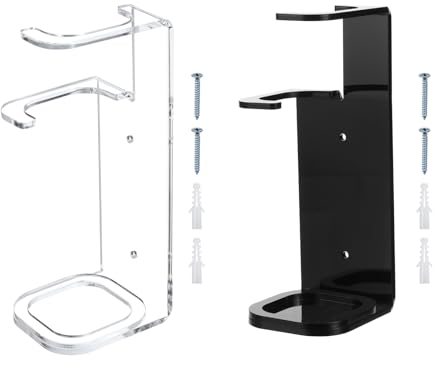 PATIKIL Light Saber Stand Wall Mount 2 Pack Acrylic Light Sword Wall Bracket Display Holder Baseball Bat Rack with Screws for Home Office Light Saber, Clear, Black