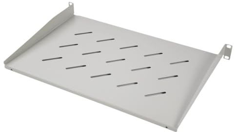 Koscom Connect Fachboden für Netzwerkschrank 19 Zoll I Server Rack Ablagefach (BxTxH) 483x300x45 mm I 1 HE Einlegeboden zum Festeinbau ab 300 mm Tiefe I Traglast 25 kg (Grau)