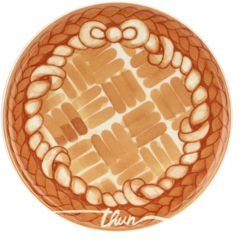 THUN, Piattino Dessert in Porcellana, Linea AbbracciAMI, Piattino da Collezione, Idea Regalo per Natale, Ø 20.7 cm