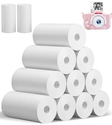 12 Rollen thermopapier kinderkamera, Thermopapier für Kinder Sofortbildkameras 57 x 30 mm, Nachfüllpapier für Sofortbildkameras, Thermodrucker papier Keine Tinte weiß